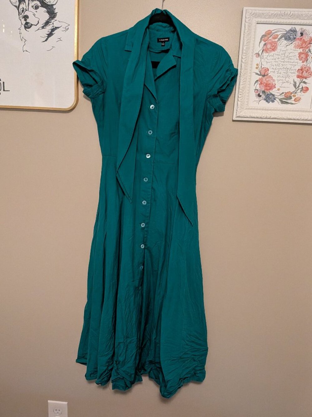 Dark Green J. Peterman Dress with Matching Belt - Picture 2 of 5